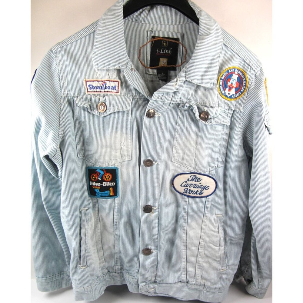 Vintage Classic Blue Denim Jean Jacket Distressed Size Large Trucker NWT